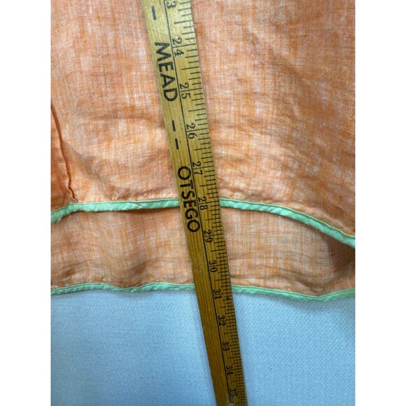 Report Collection Mens Button Down Linen Shirt Long Sleeve Stretch Size L Orange - Picture 8 of 14